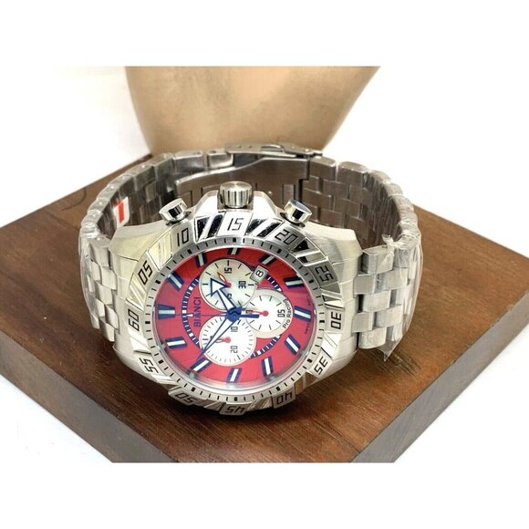 Roberto Bianci Men's Watch 7060M Red Dial Swiss Quartz Chronograph Steel 48mm - Picture 9 of 15